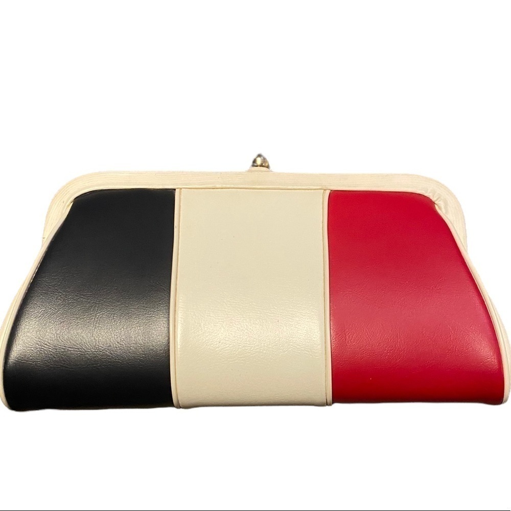 Vintage 50s-60s Red White Blue Top Handle Bag/clutch, Mid Century Accessory